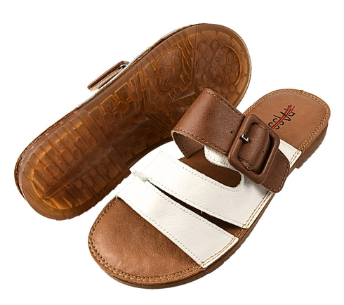 Papuci casual, dama, PASS COLLECTION, XA60016B alb, piele naturala